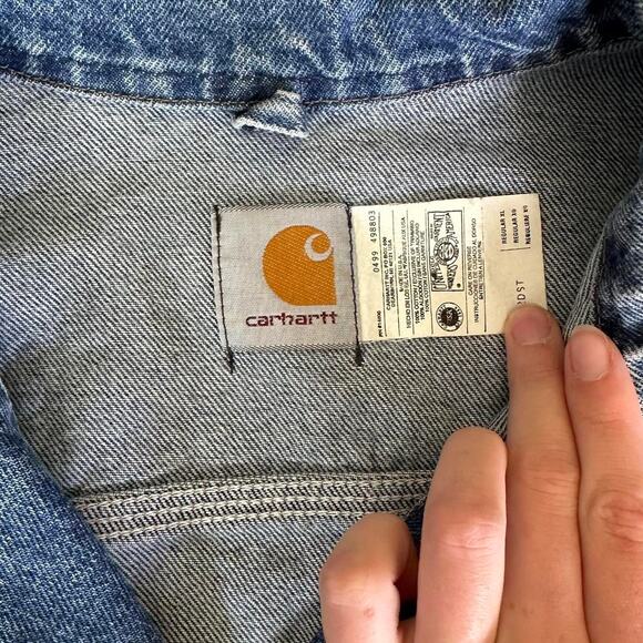vintage carhartt button up jean jacket - Picture 3 of 8